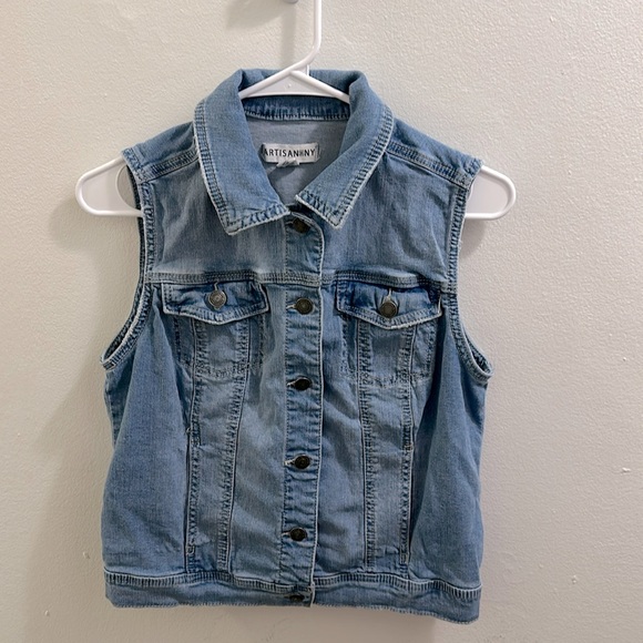 Artisan NY Vest Jean/Denim Jacket Light Wash Size Medium - Picture 1 of 3